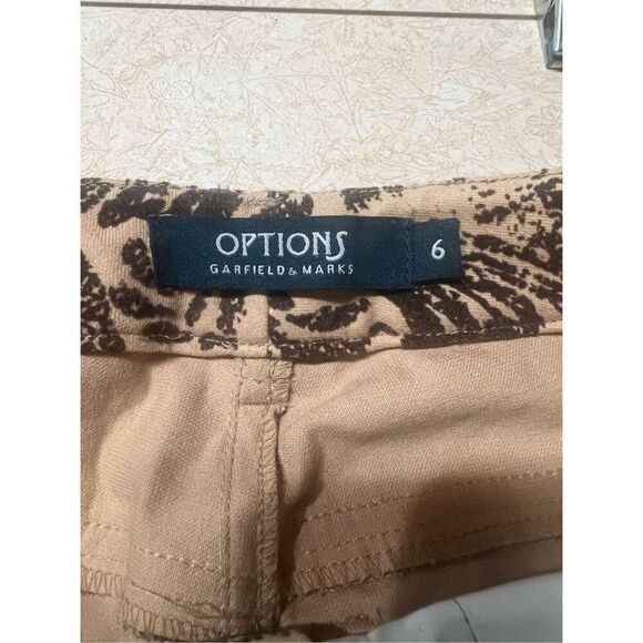 Options Garfield & Marks Printed Beige/Brown Pants Sz 6 NWT - Picture 3 of 8